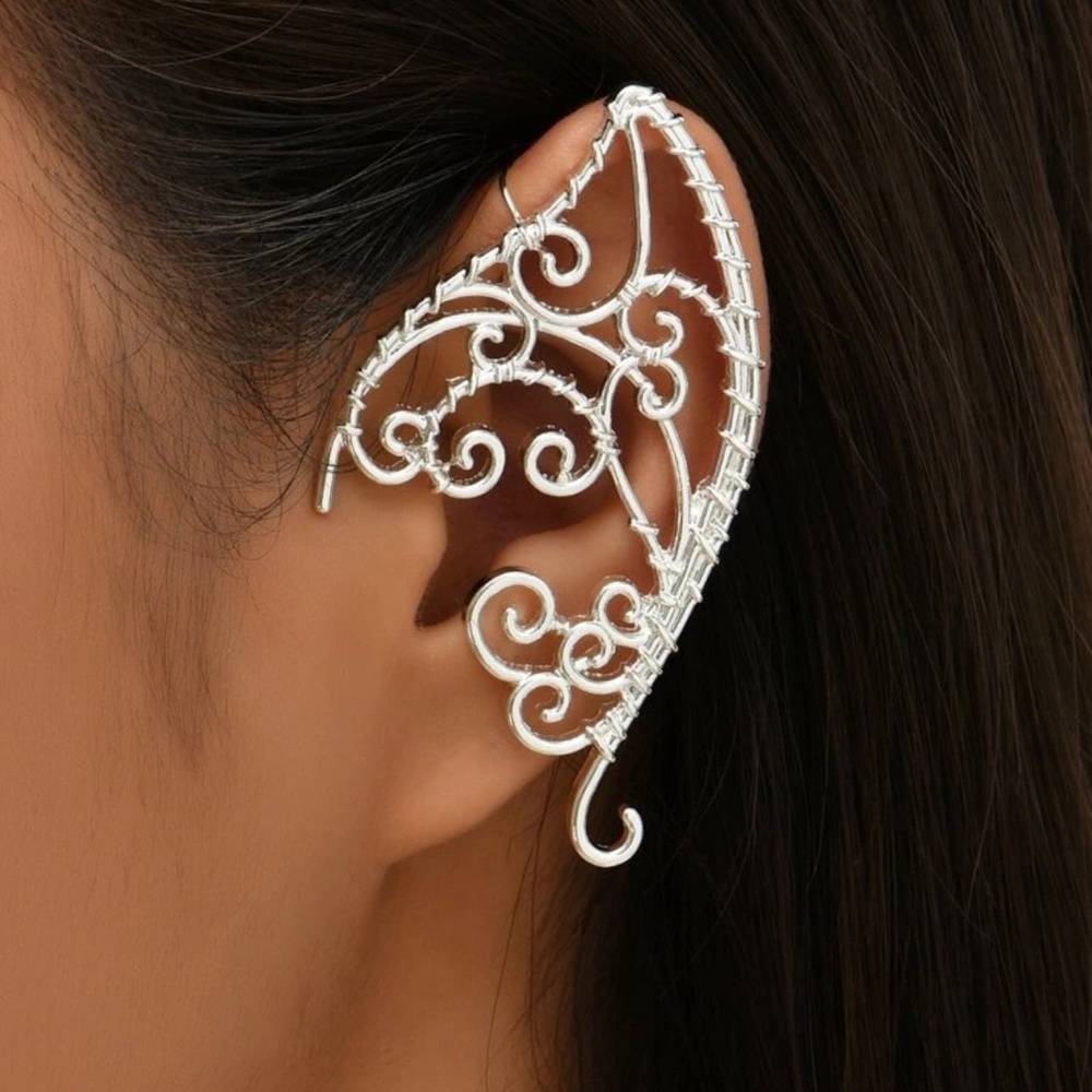 🧝‍♀️ Awesome Metallic Pierce-less Pointy Elf Left Ear Jacket Ear Cuff 🧝‍♀️